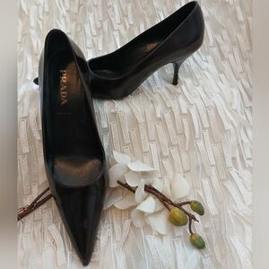 Prada Black Kitten Heel Pumps